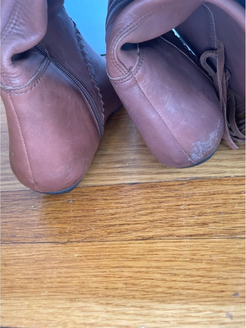 House of Harlow Tessa Brown Leather Fringe Boots US 7.5 EU 38 Slouchy Boho 70s
